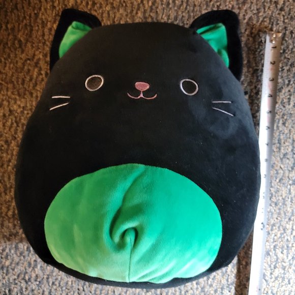 NWOT Squishmallows Holiday Black Green Cat Cleo Kitty Kitten 12” Kellytoy 2019 - Picture 6 of 11